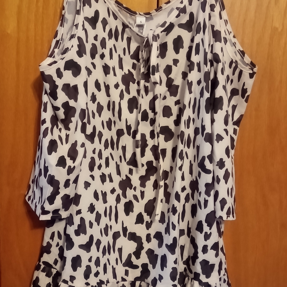 Stylish Leopard Print Women's  Cold Shoulder Dress
